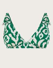 Ikat Print Bikini Top with Recycled Polyester, Green (GREEN), large