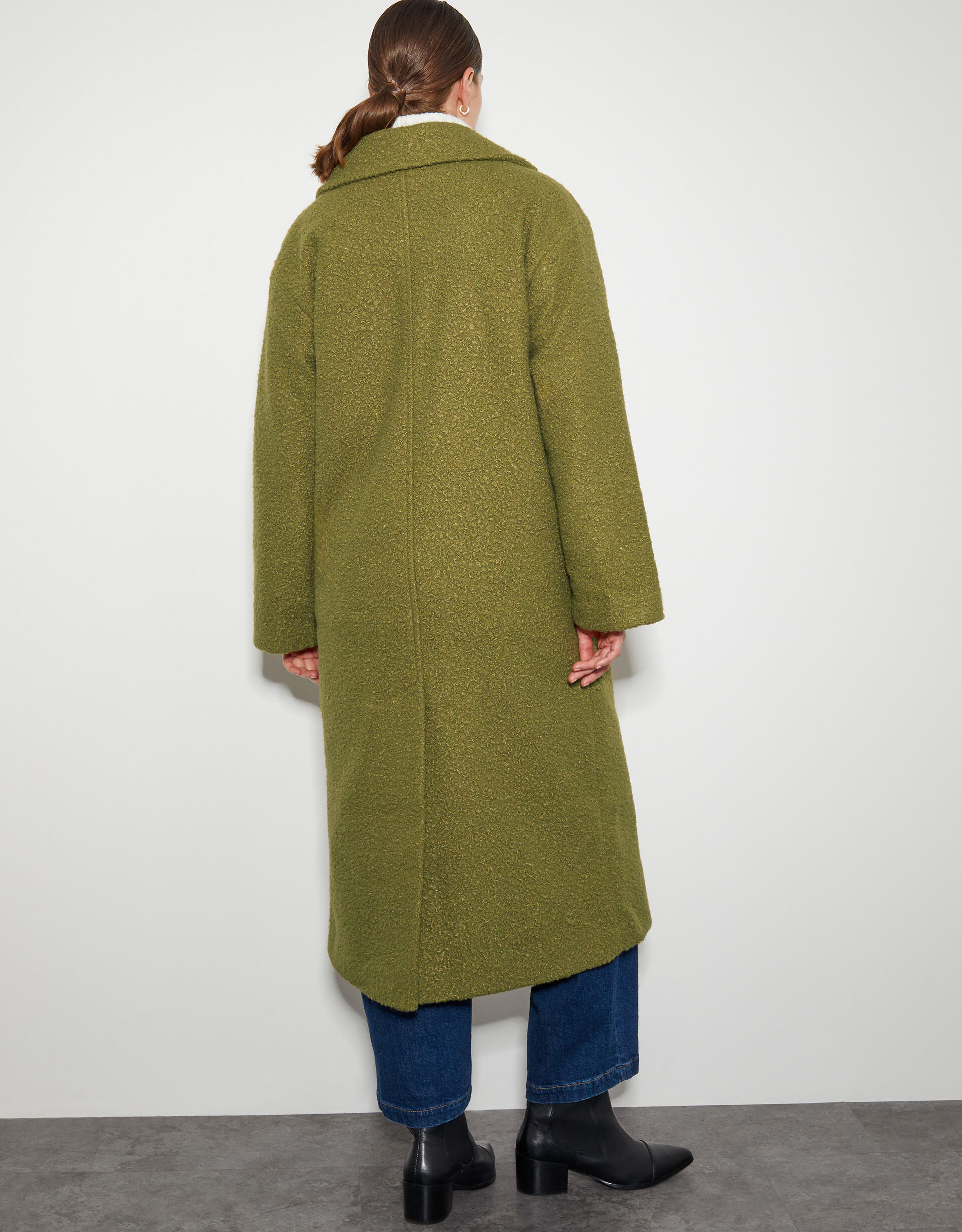Green boucle coat store