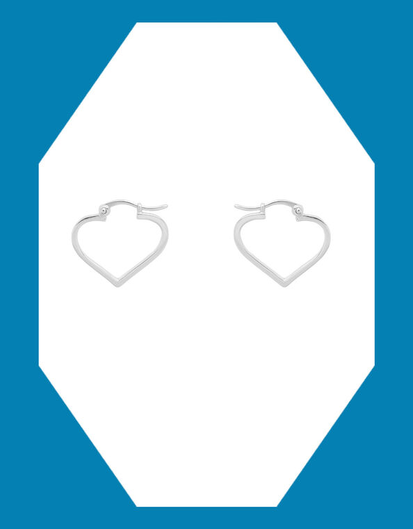 Anna and Nina Small Funky Love Heart Hoops, , large
