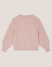 Rhinestone Cable Knit Sweater, Pink (PINK), large