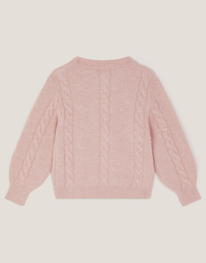 Rhinestone Cable Knit Sweater, Pink (PINK), large
