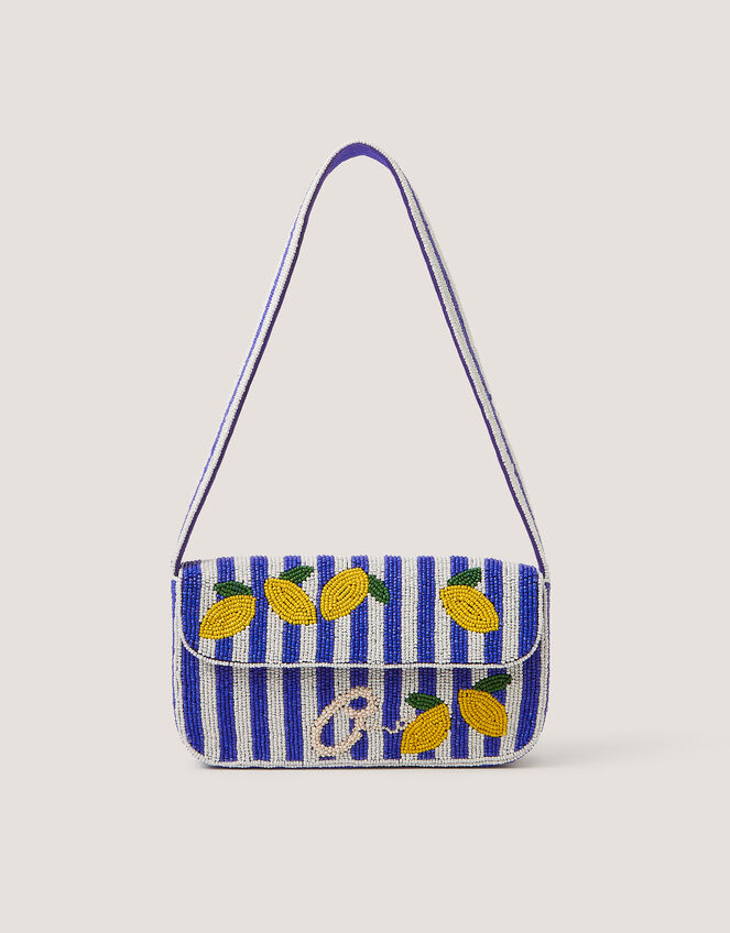 Lyra Lemon Beaded Bag, , large