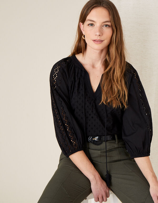 Broderie Top, Black (BLACK), large