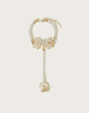 Pearl Bow Ring & Hand Chain, , large