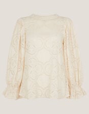 Imogen Lace Insert Blouson Blouse, Ivory (IVORY), large
