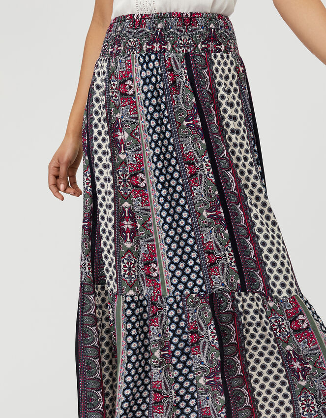 Aditi Printed Midi Skirt in LENZING™ ECOVERO™, Blue (NAVY), large