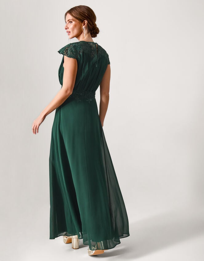 Elodie Lace Chiffon Bridesmaid Dress, Green (DARK GREEN), large