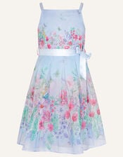 Botanical Organza Printed Dress, Blue (BLUE), large