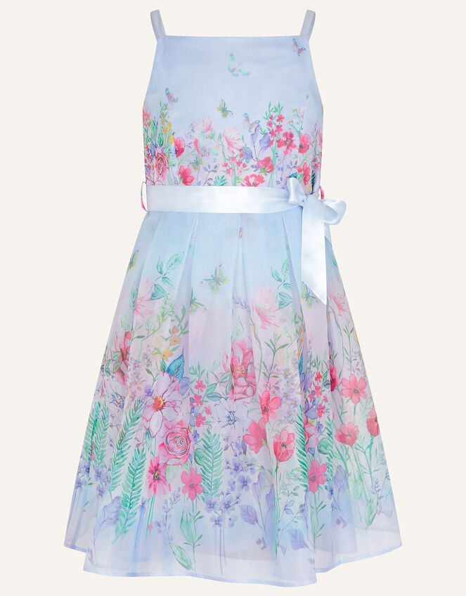 Botanical Organza Printed Dress, Blue (BLUE), large