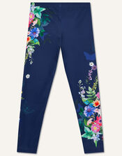 Floral Leggings, Blue (NAVY), large