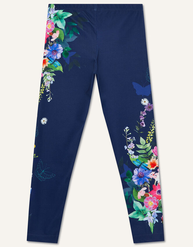Floral Leggings, Blue (NAVY), large
