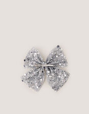 Embellished Bow Hair Clip, Silver (SILVER), large