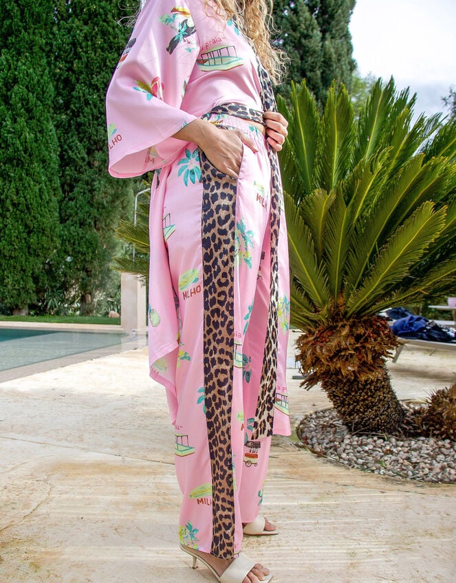 Crās Hawaii Printed Leopard Side-Stripe Trousers, Pink (PINK), large