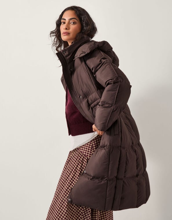 Molly Long Puffer Coat, Brown (CHOCOLATE), large