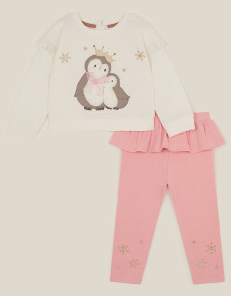 Baby Penguin Top & Frill Leggings Set, Ivory (IVORY), large
