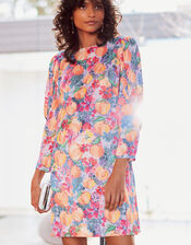 Fancy Fruit Shift Dress, Blue (BLUE), large