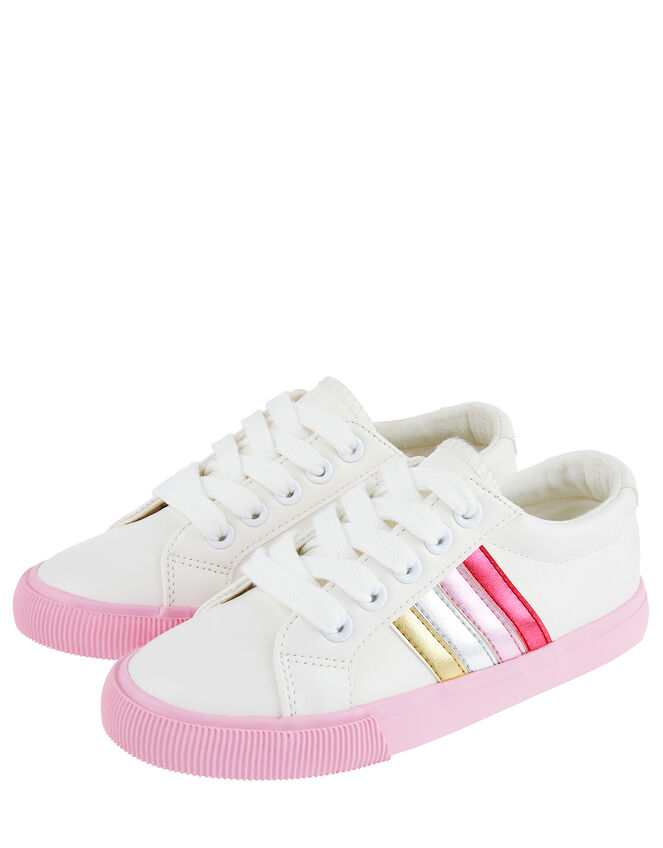 Maci Metallic Stripe Trainers, Ivory (IVORY), large
