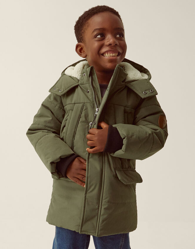 Water-Resistant Puffer Coat, Green (KHAKI), large