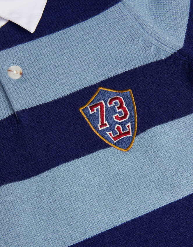 Varsity Stripe Polo Sweater, Blue (BLUE), large