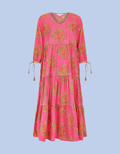 East Rosalie Floral Print Tiered Dress, Pink (PINK), large