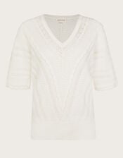 Lulu Short Sleeve Sweater, Ivory (IVORY), large