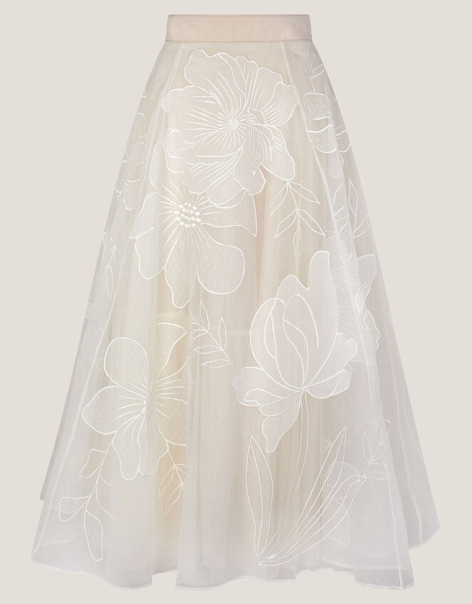 Rosie Embroidered Floral Bridal Skirt, Ivory (IVORY), large