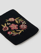 Floral Embellished Velvet Coin Purse, , large