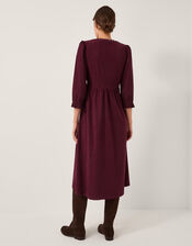 Sara Smocked Corduroy Midi Dress, Red (BERRY), large