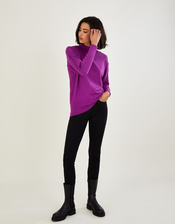 Turtle Neck Loose Jumper with LENZING™ ECOVERO™, Purple (PURPLE), large