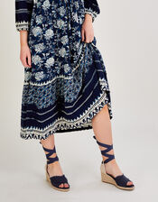 Tie Up Espadrille Wedges, Blue (NAVY), large
