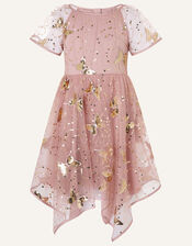 Sequin Butterfly Hanky Hem Dress , Pink (PINK), large