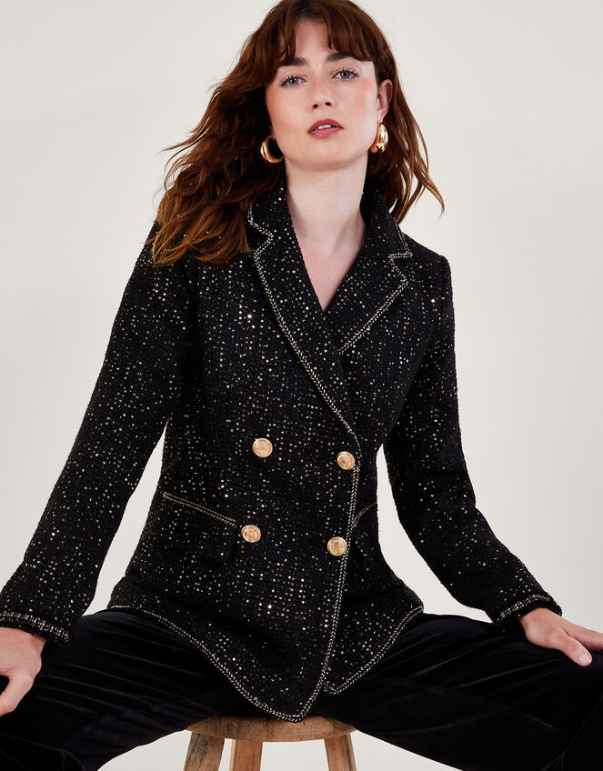Poppy Tweed Jacket Black | Women