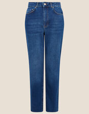 Mom Jeans with Recycled Cotton, Blue (DENIM BLUE), large