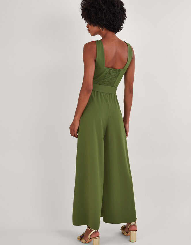 Jersey Smart Cross-over Jumpsuit, Green (KHAKI), large