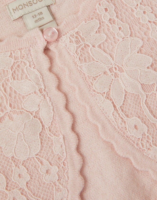 Baby Emilia Lace Scallop Cardigan, Pink (PINK), large