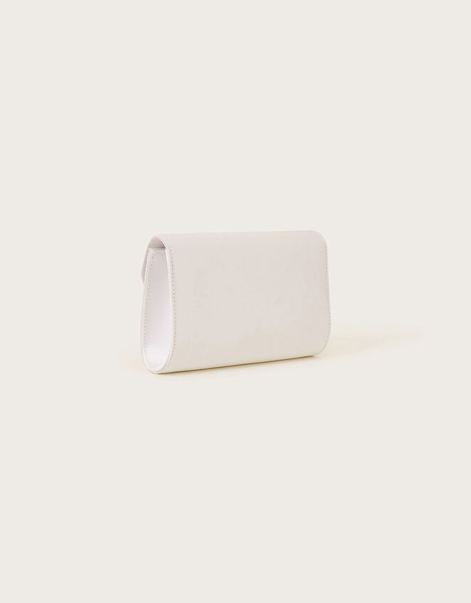 Bow Detail Satin Clutch, , large