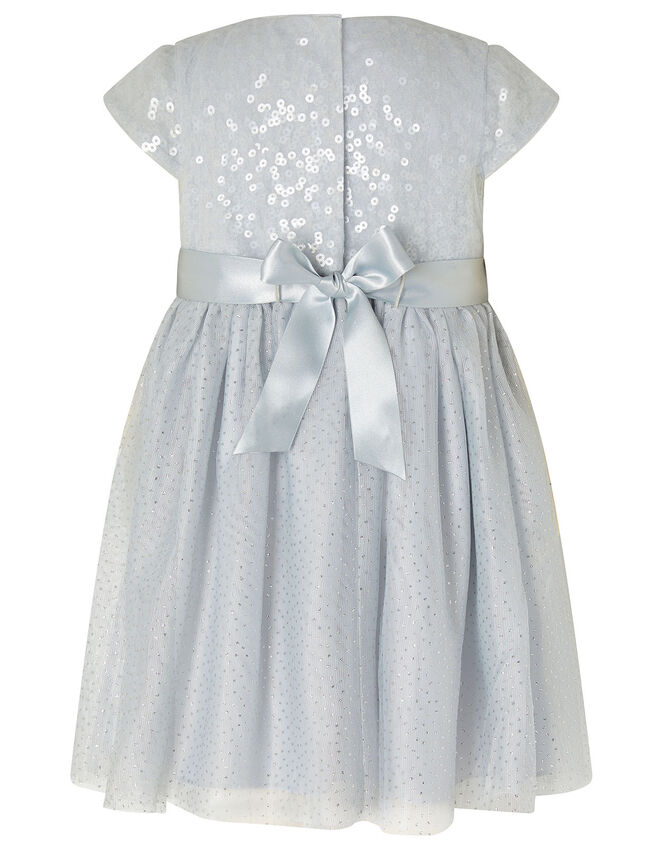 Baby Sequin Flower Corsage Dress, Blue (PALE BLUE), large
