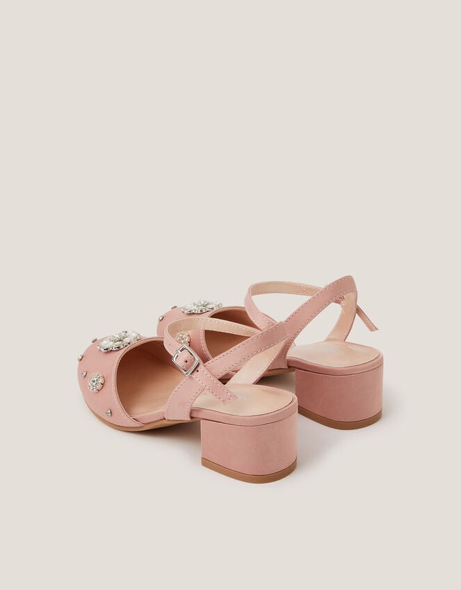 Flower Diamant&eacute; Satin Closed Toe Heels, Pink (PINK), large