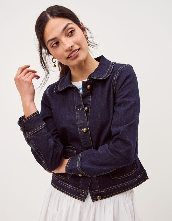 Sadie Frill Denim Jacket, Blue (INDIGO), large