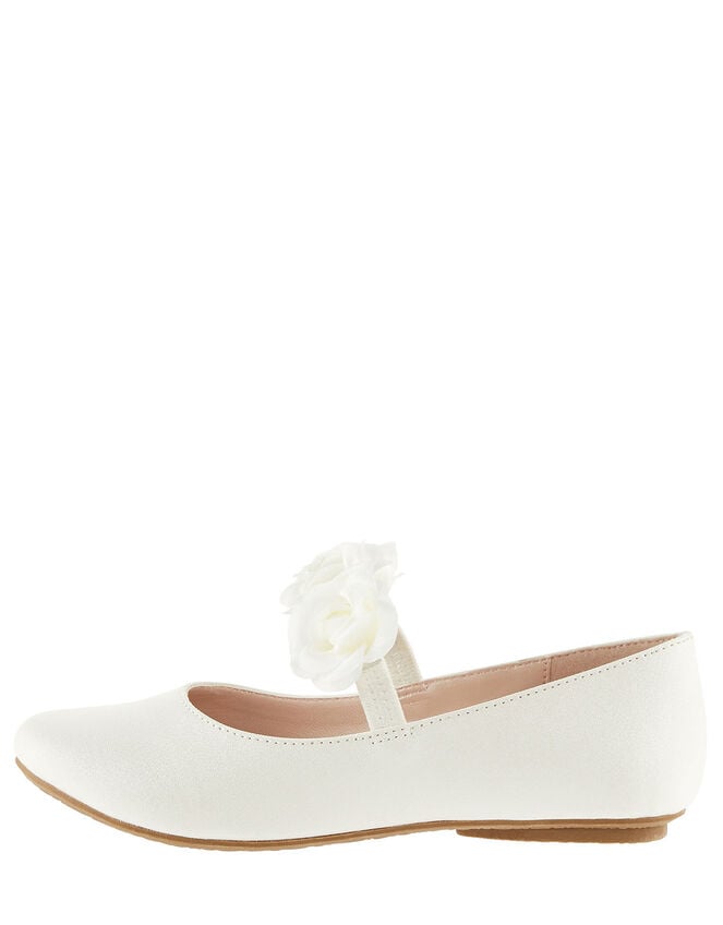Shimmer Corsage Ballerina Flats, Ivory (IVORY), large