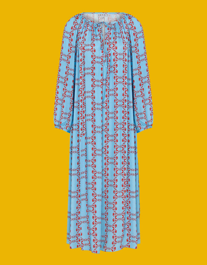 DEEBA Oozie Print Dress, Blue (BLUE), large