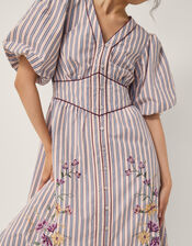Alexis Embroidered Stripe Midi Dress, Pink (PINK), large