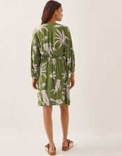 Mariam Leaf Print Mini Dress, Green (GREEN), large