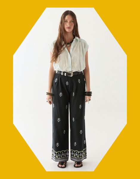 Maison Hotel Lolo Floral Straight-Leg Trousers, Black (BLACK), large