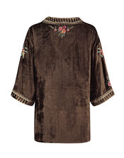 East Kora Embroidered Velvet Top, Brown (BROWN), large