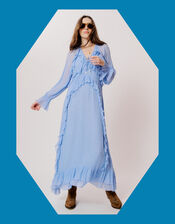 Moliin Long Sleeve Ruffle Maxi Dress, Blue (BLUE), large