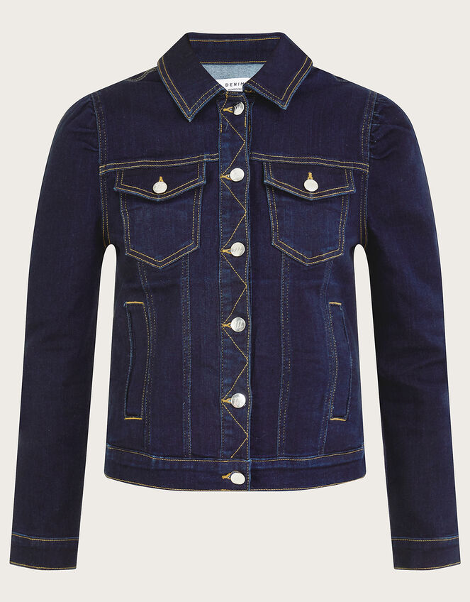 Dora Puff Sleeve Denim Jacket, Blue (INDIGO), large