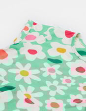 Frugi Spring Printed Skater Dress, Green (GREEN), large