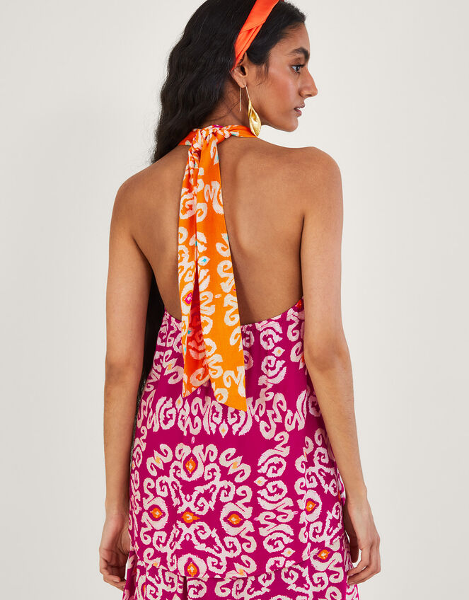 Bandhani Print Halter Ring Cami Top in LENZING™ ECOVERO™ , Pink (PINK), large