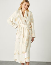 Feather Foil Fluffy Dressing Gown, Cream (CREAM), large